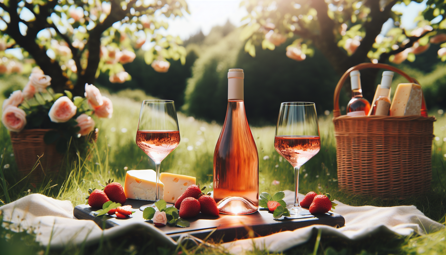 Outdoor picnic with Rosé wine