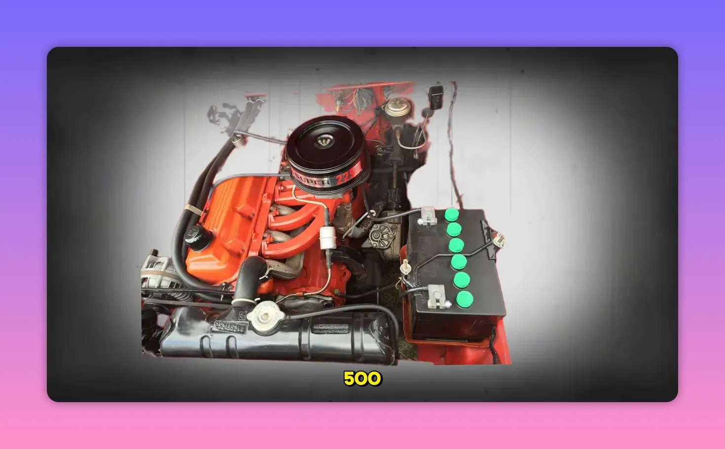 Chrysler Slant‑Six ('Super 225') engine bay with orange valve cover and round air cleaner
