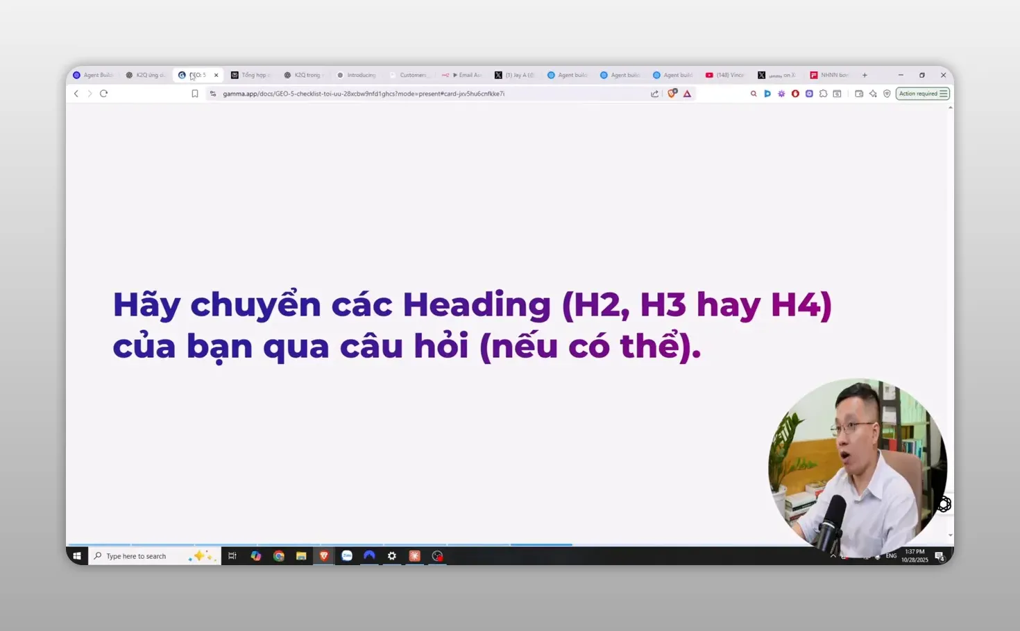 Dòng chữ hướng dẫn chuyển heading thành câu hỏi nếu có thể