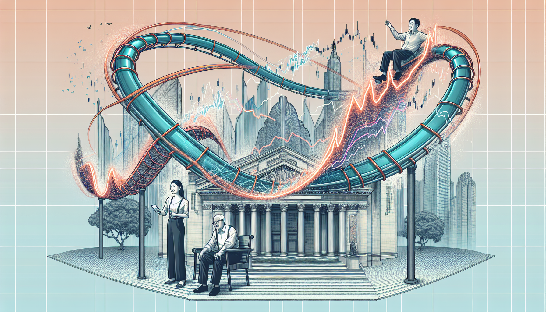 Illustration of a roller coaster representing market volatility in finance.