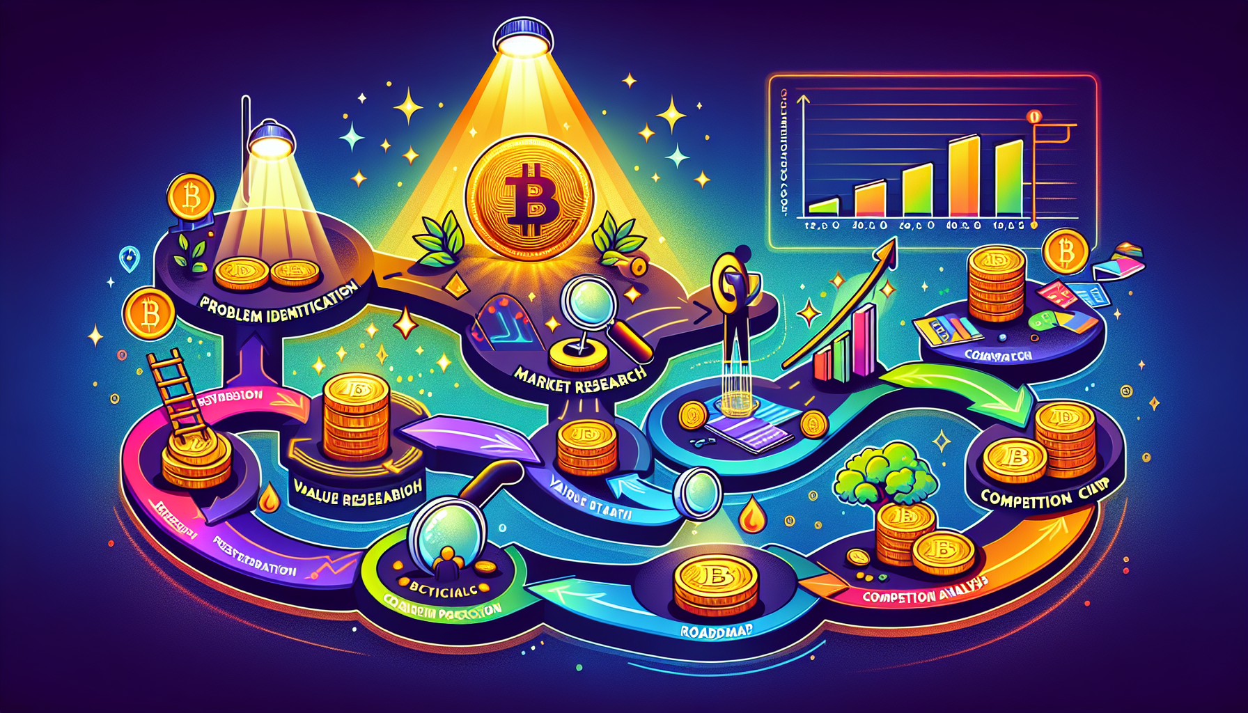 Diagram of the genesis stages of a cryptocurrency project