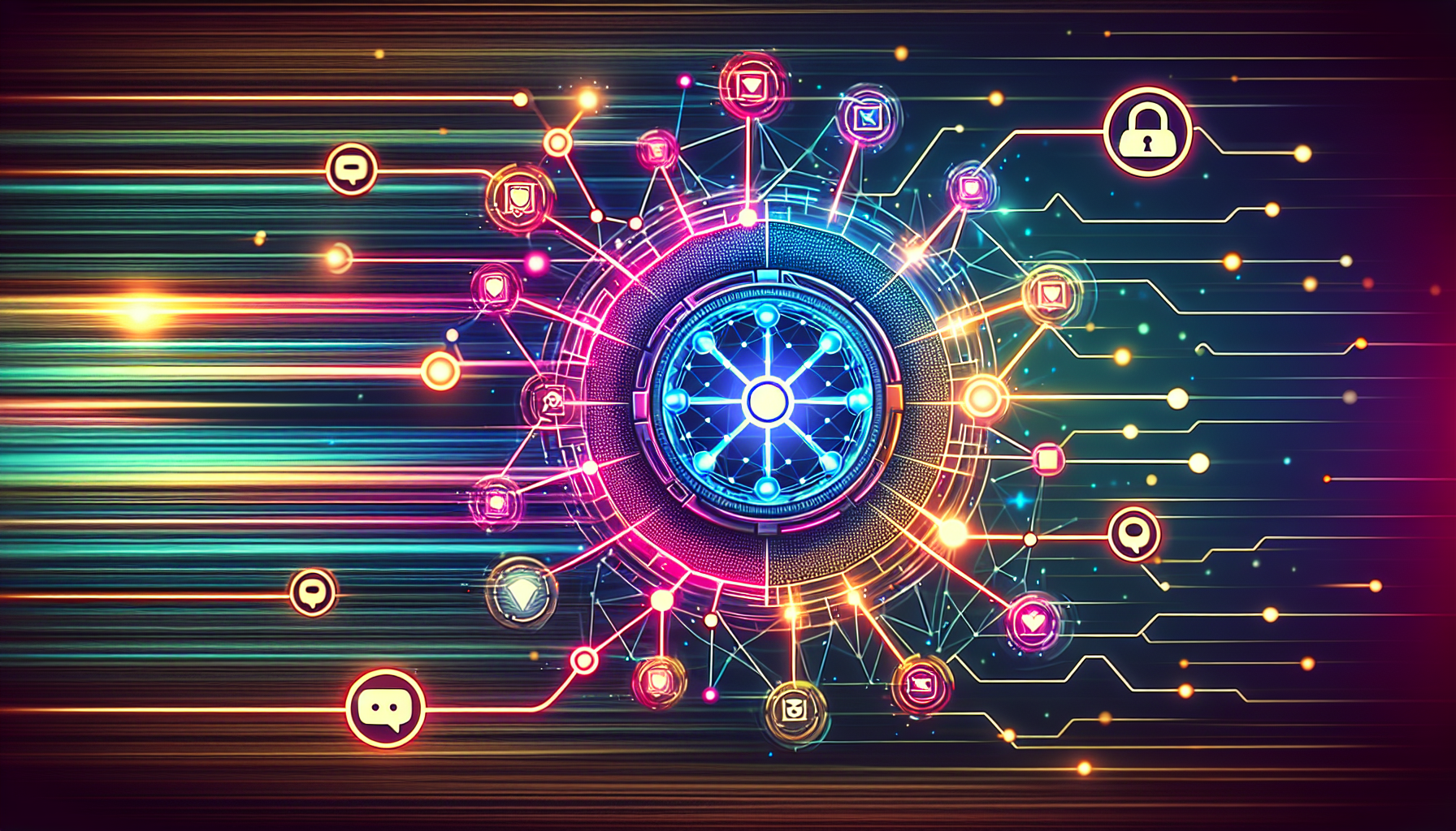 Illustration of a decentralized blockchain network representing The Open Network (TON).
