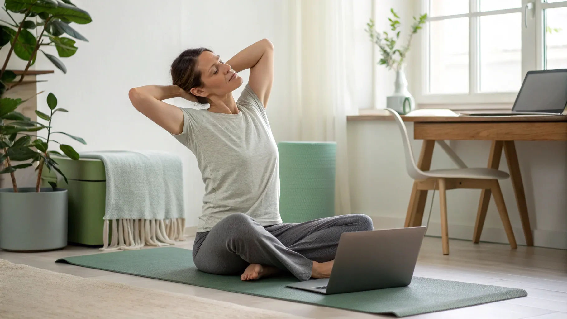 Featured image for the blog, "Rygg, nacke och axlar — rörelseyoga för kontorskroppen"