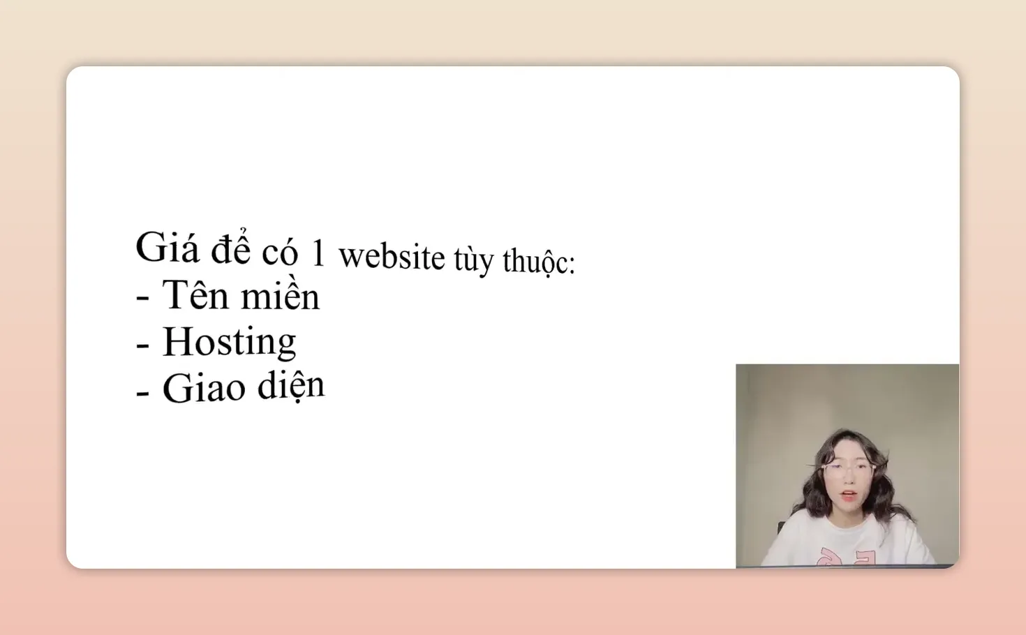 Slide ghi giá website phụ thuộc vào tên miền hosting và giao diện