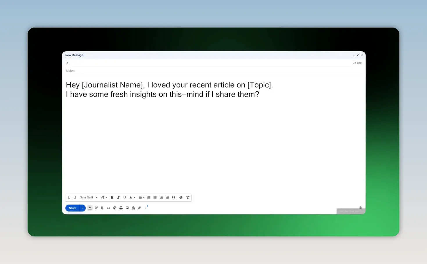Mẫu email đề xuất có lời chào cá nhân và nội dung chia sẻ góc nhìn mới