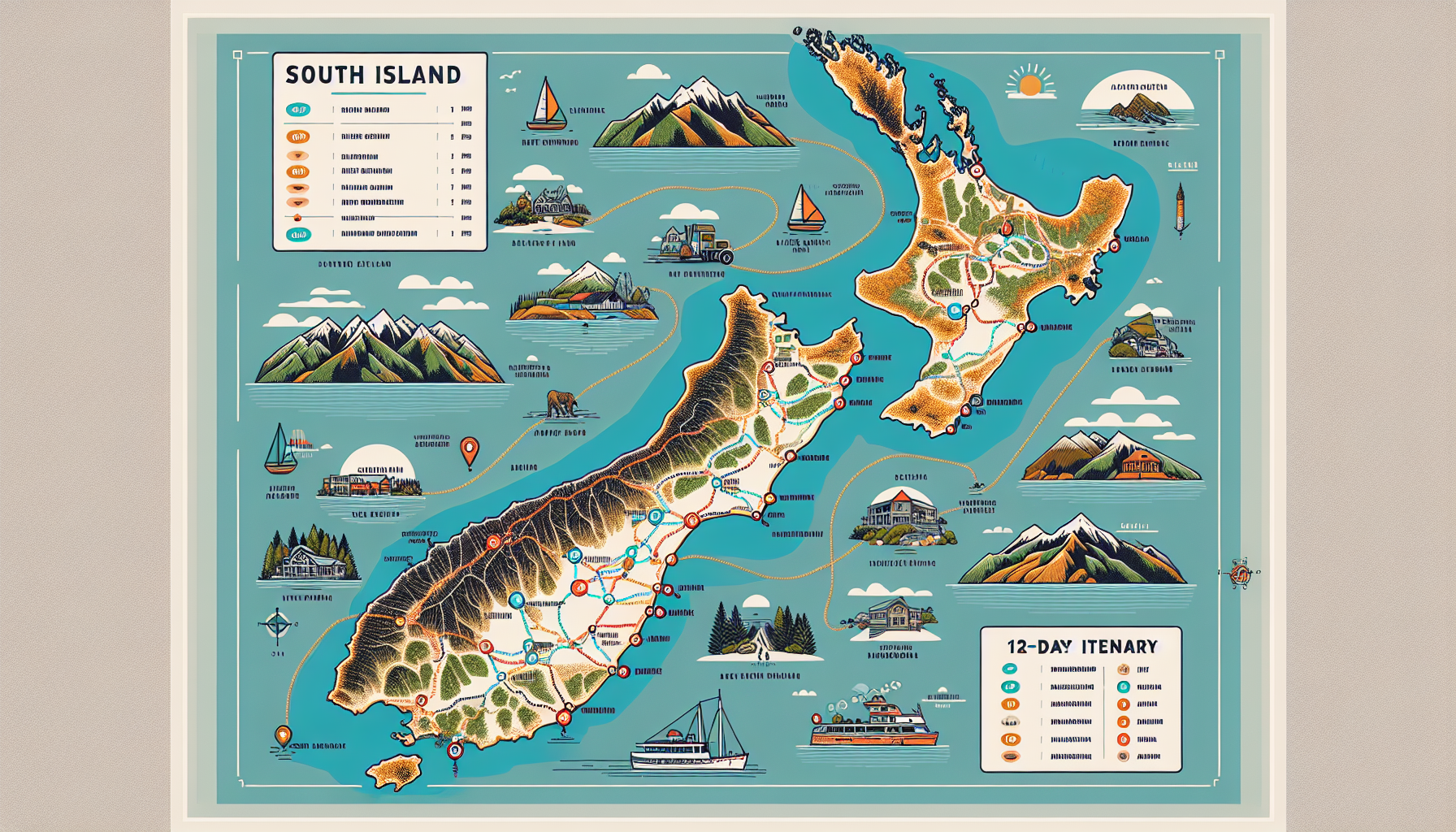 New Zealand Family Holiday - South Island Itinerary with map