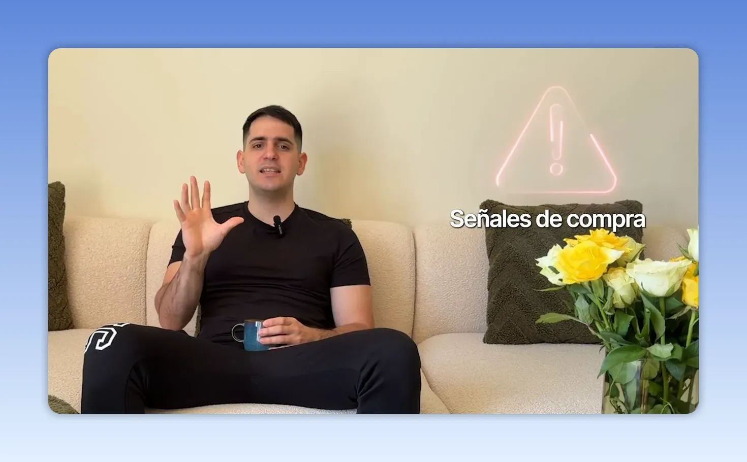 Texto en pantalla con la frase señales de compra junto a un icono triangular