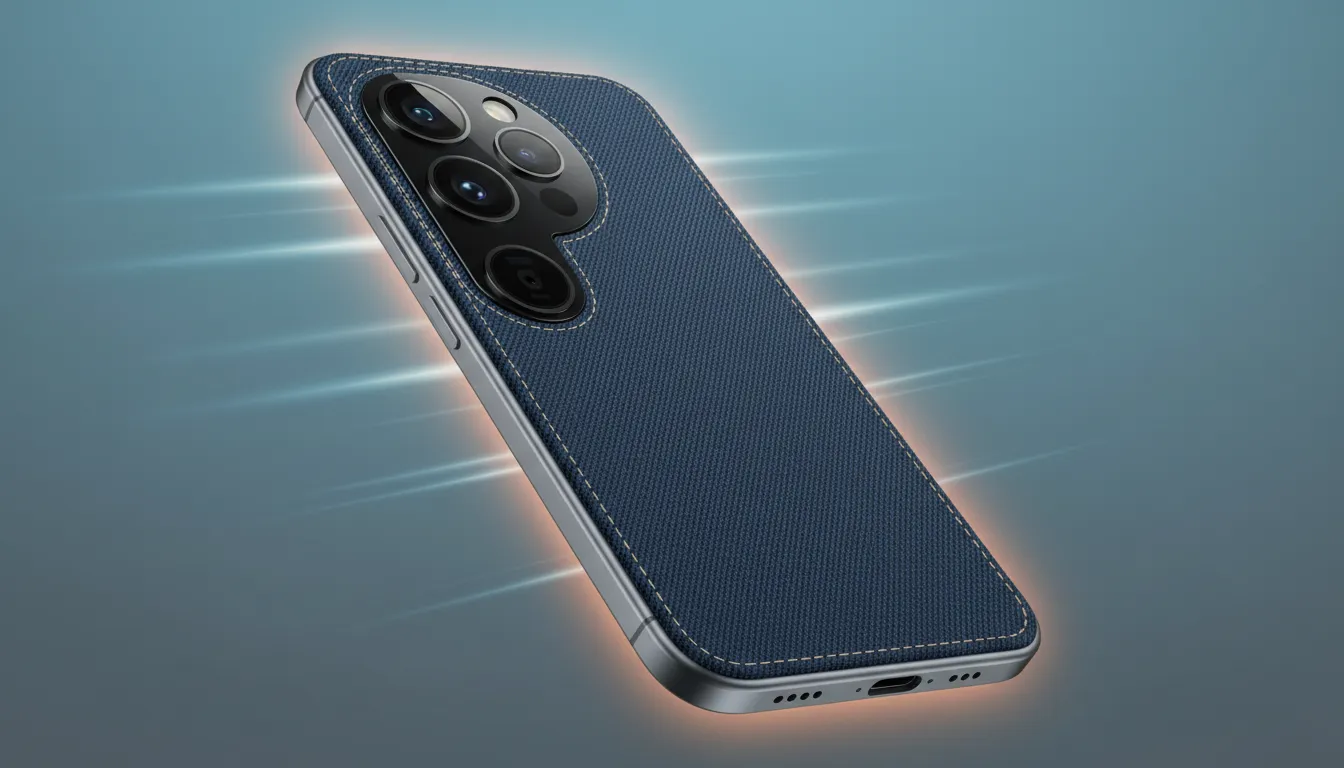 POCO F8 Ultra render studio menampilkan desain belakang motif denim, modul kamera besar, dan tampilan premium flagship tanpa teks