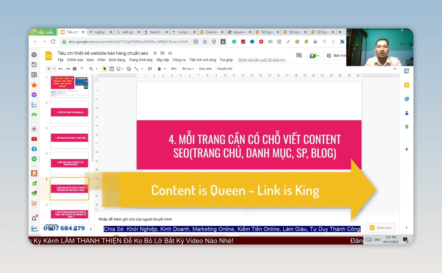 Slide về khu vực viết nội dung SEO cho trang chủ danh mục sản phẩm và blog