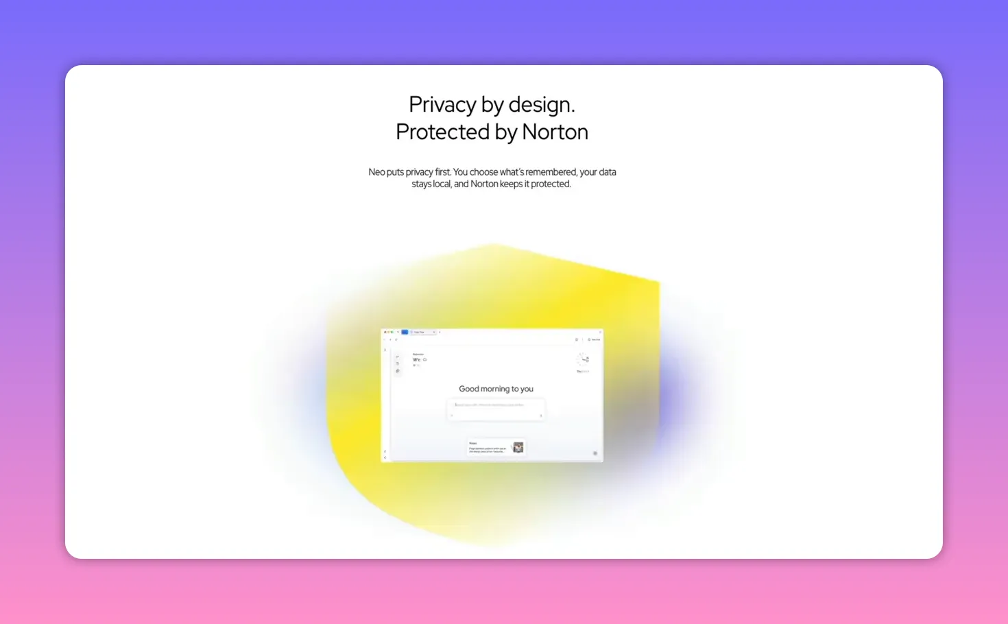 Neo showing AI research results and selectable source cards