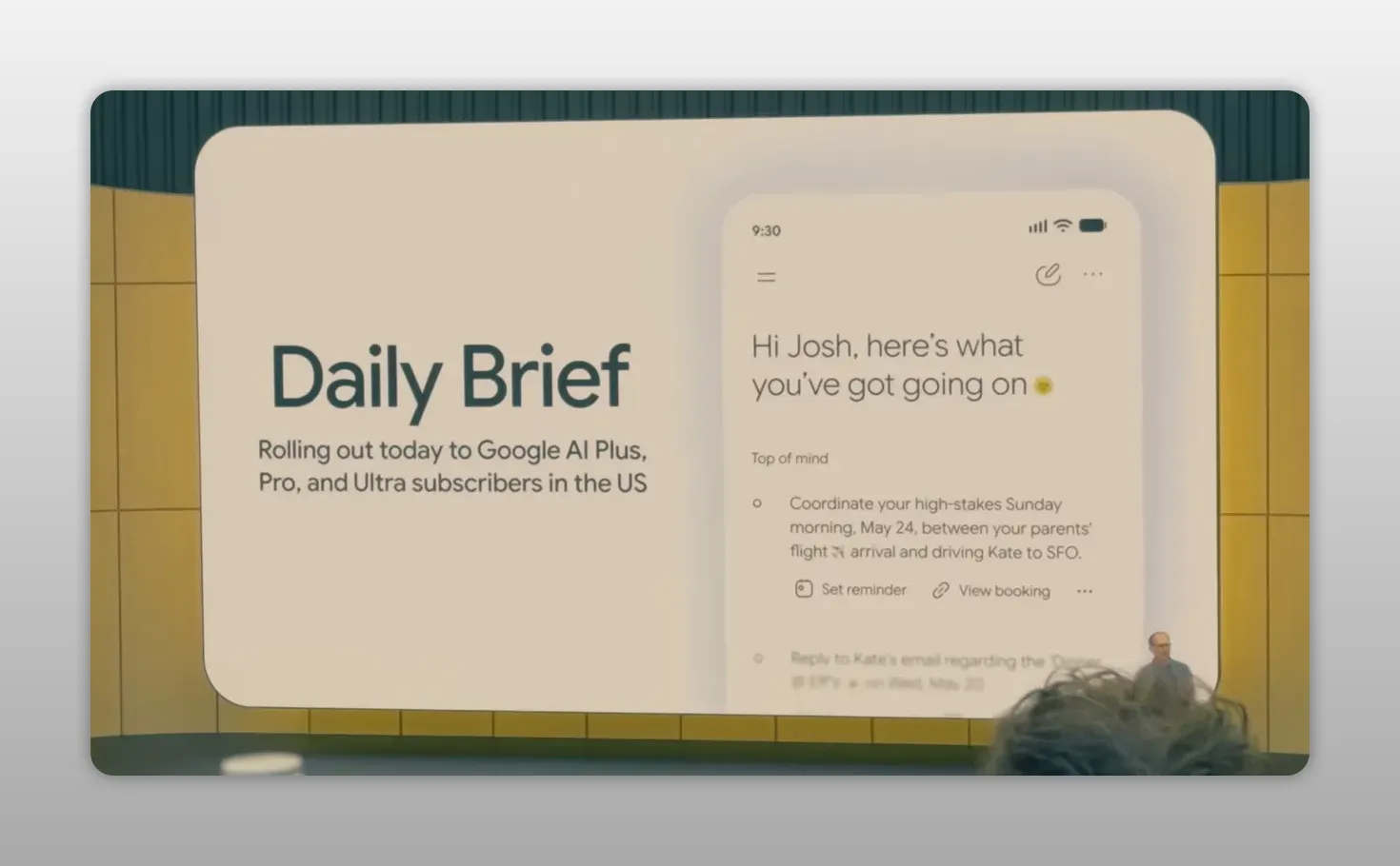 Slide Daily Brief với giao diện tóm tắt công việc và lịch trình