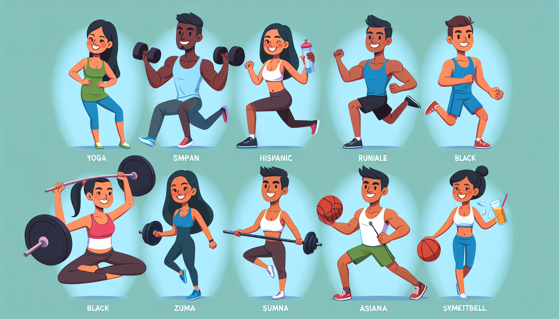 Diverse individuals engaging in various physical activities