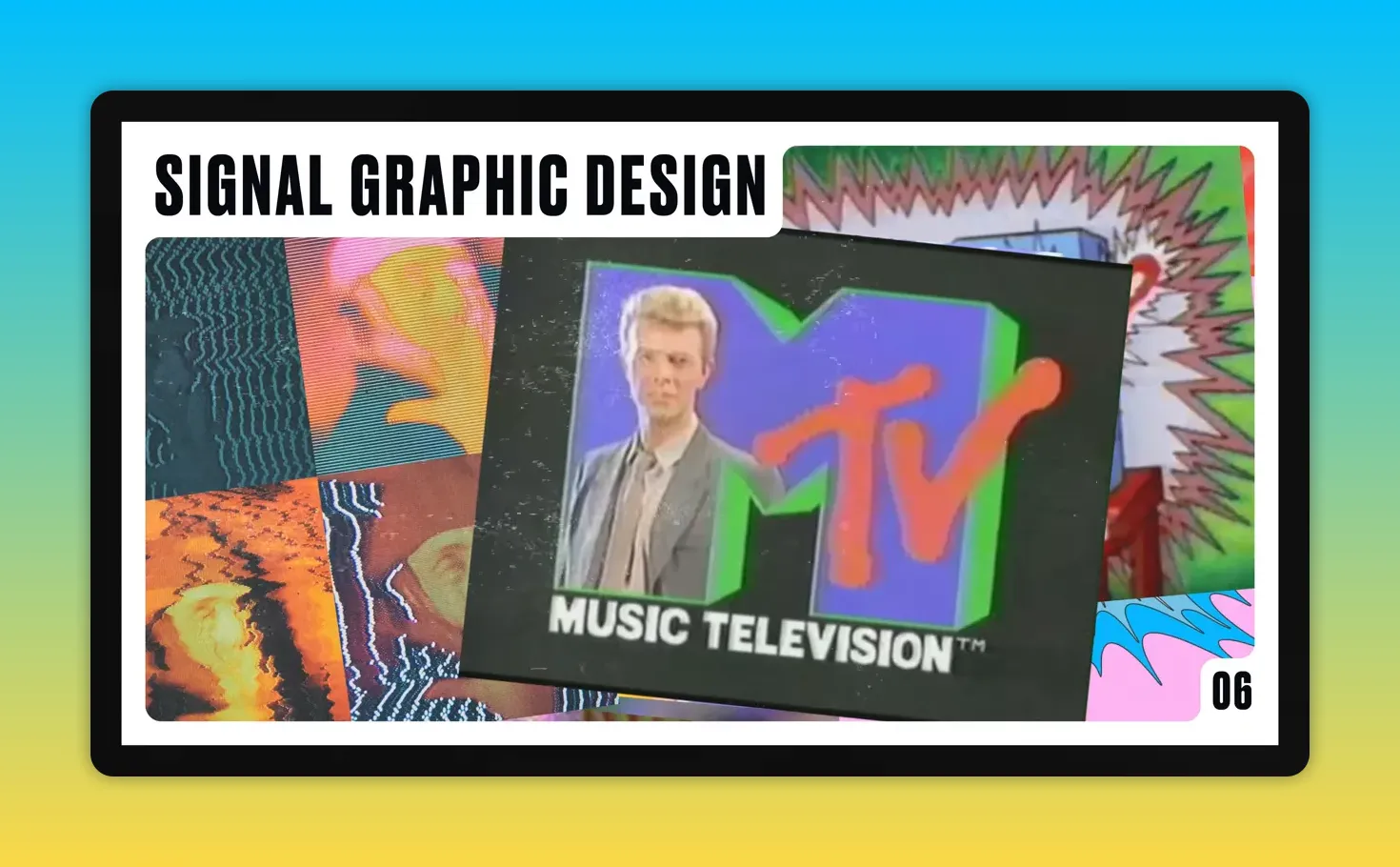 Bộ sưu tập Signal Graphic Design với biểu tượng MTV, hình sao bùng nổ và màu neon