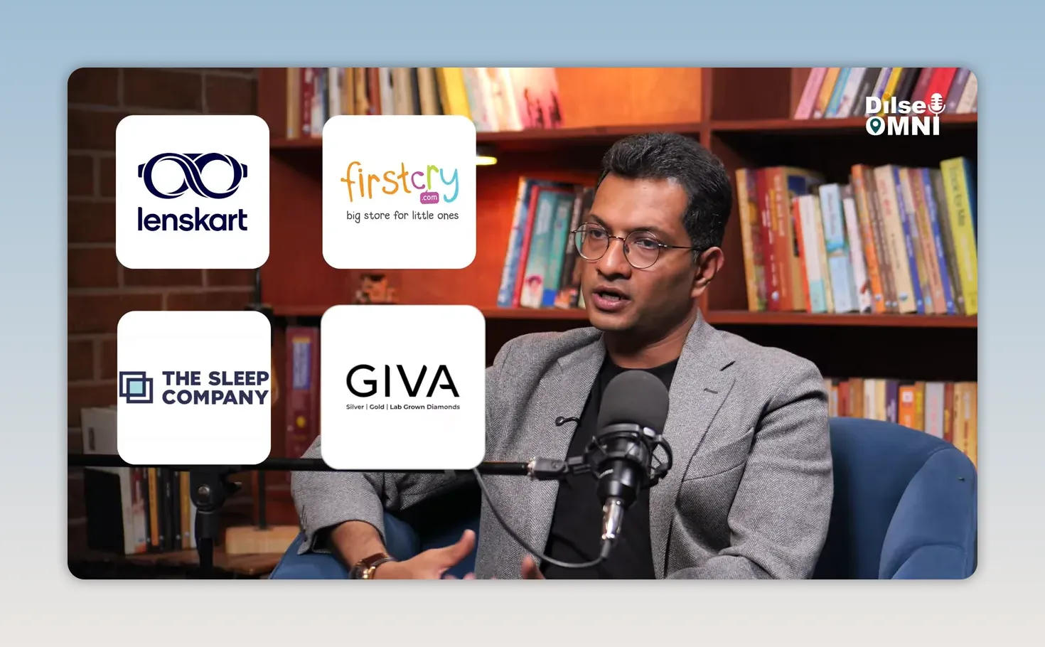 Ankur Khaitan speaking with logos of Lenskart FirstCry The Sleep Company and GIVA on screen