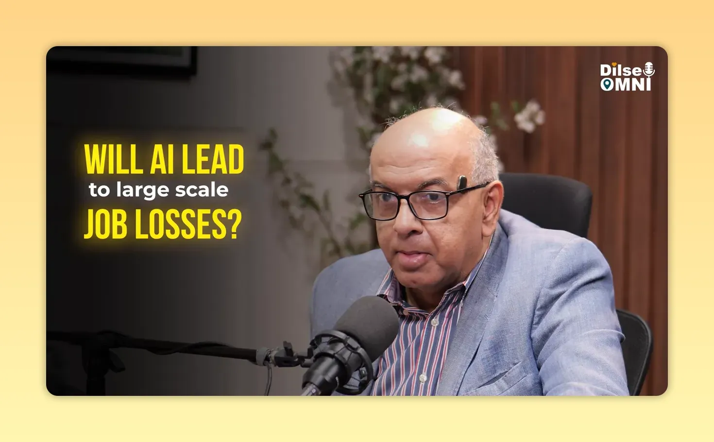Sanjeev Bikhchandani speaking beside on-screen text asking whether AI will lead to large scale job losses and stating I don't know
