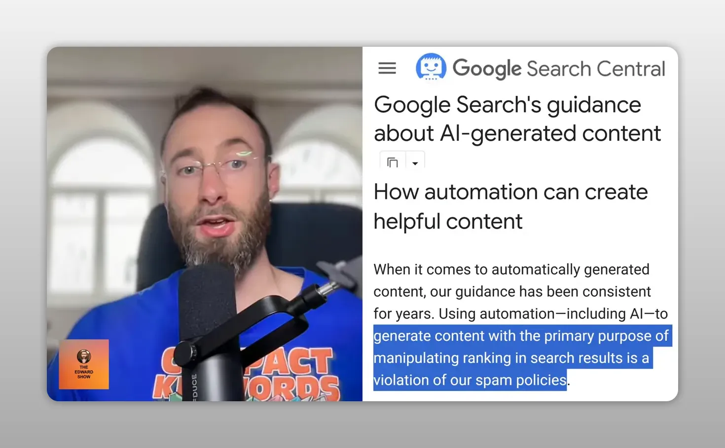 Trang hướng dẫn của Google Search Central về nội dung tạo bởi AI