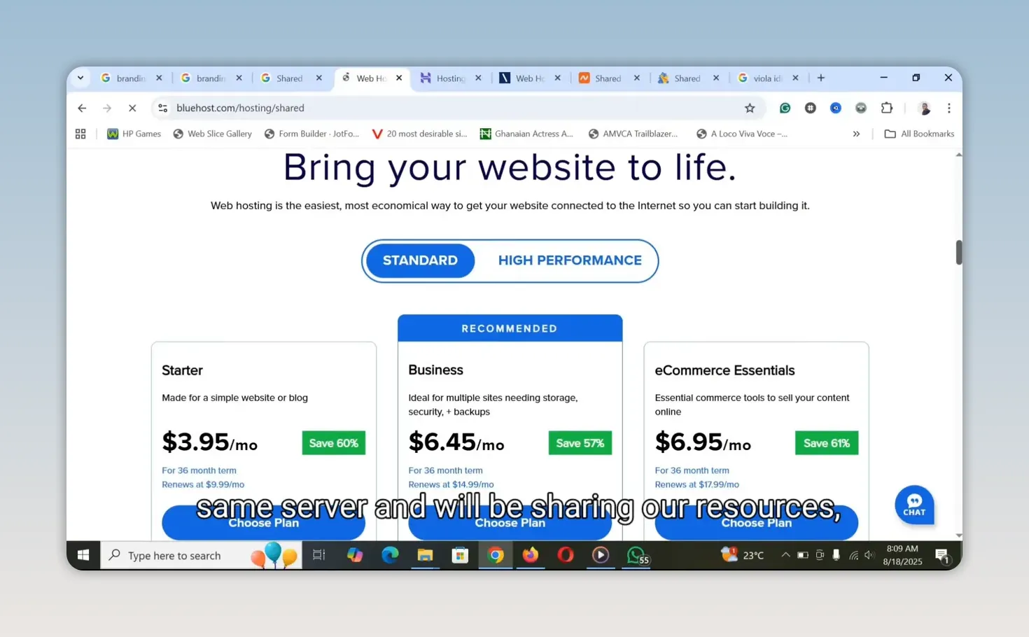 Bảng giá các gói web hosting dùng chung với ba lựa chọn dịch vụ
