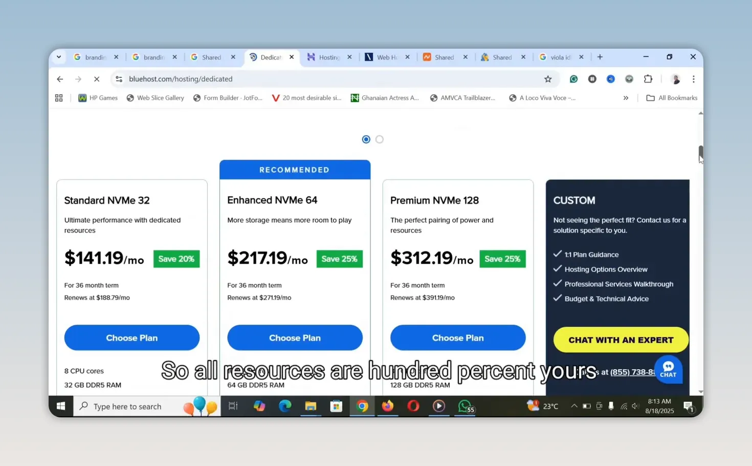 Bảng giá Dedicated Hosting gồm các gói Standard, Enhanced và Premium