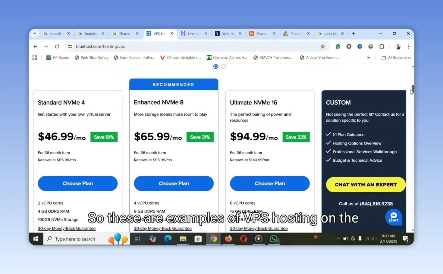 Bảng giá các gói VPS Hosting hiển thị cấu hình và giá dịch vụ
