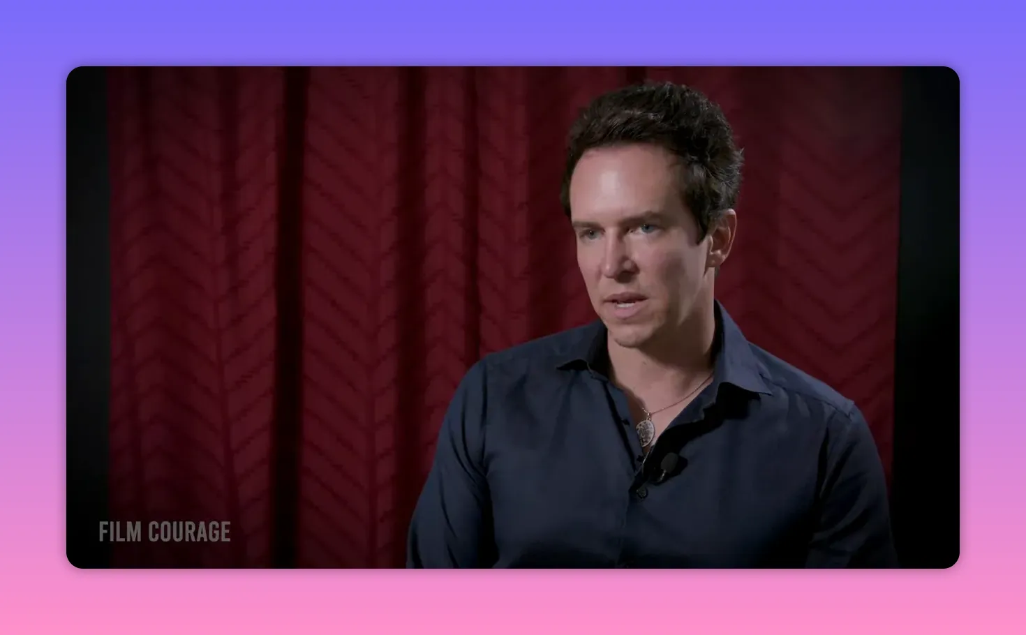 Clear, well-lit interview shot of filmmaker discussing ethical risk in cinema