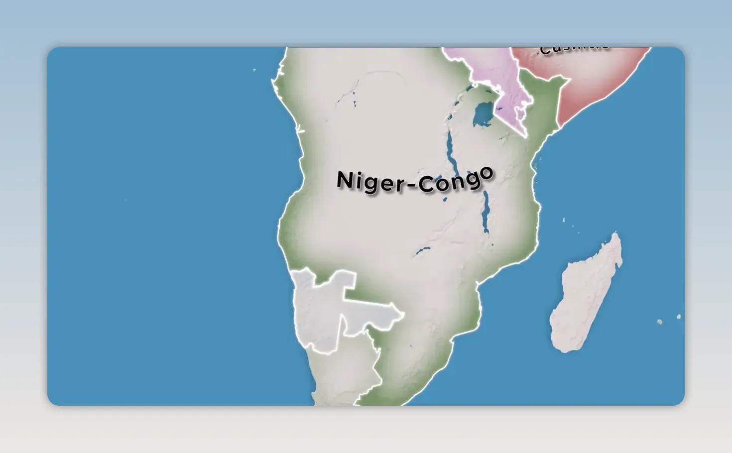 Map of Africa labeled with Niger-Congo and Khoisan language regions