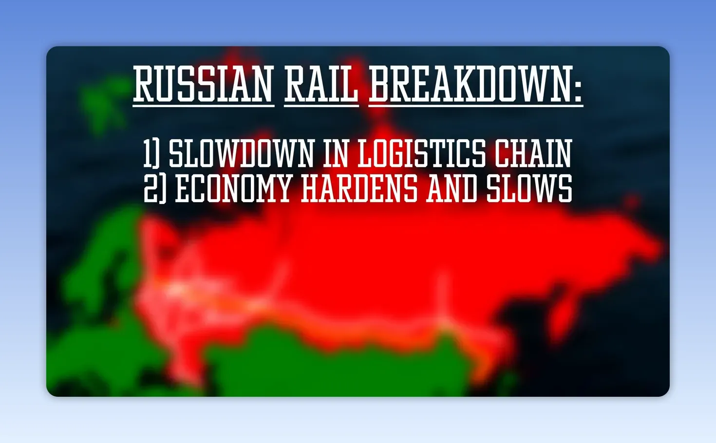 Slide outlining rail breakdown stages from slowdown to logistics strain and economic slowdown
