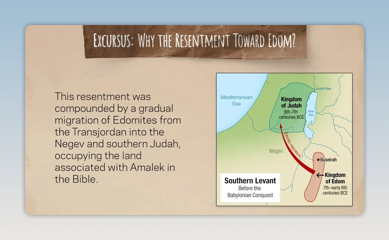 Map showing Edomite migration into the Negev and southern Judah