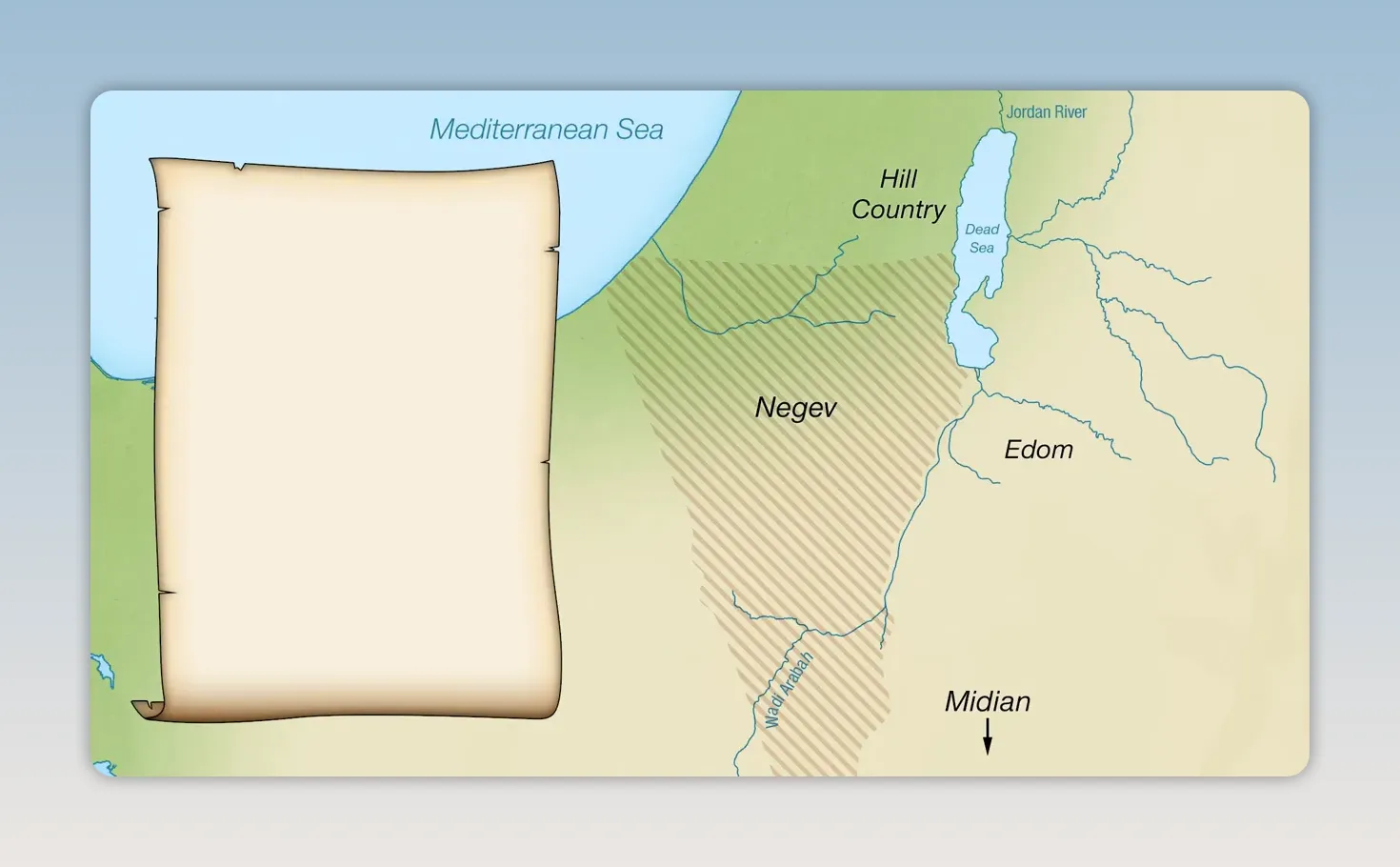 Map of the southern Levant showing the Negev, Egypt, Edom and surrounding regions