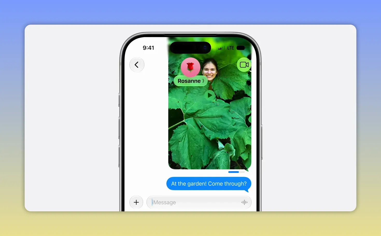 Messages conversation on iPhone showing a photo message with a blue send progress indicator and status beneath it