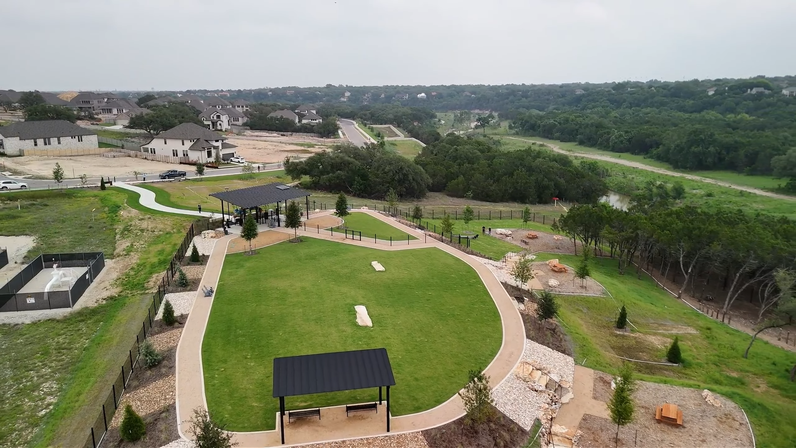 Aerial view dog-friendly communities in Austin Suburbs