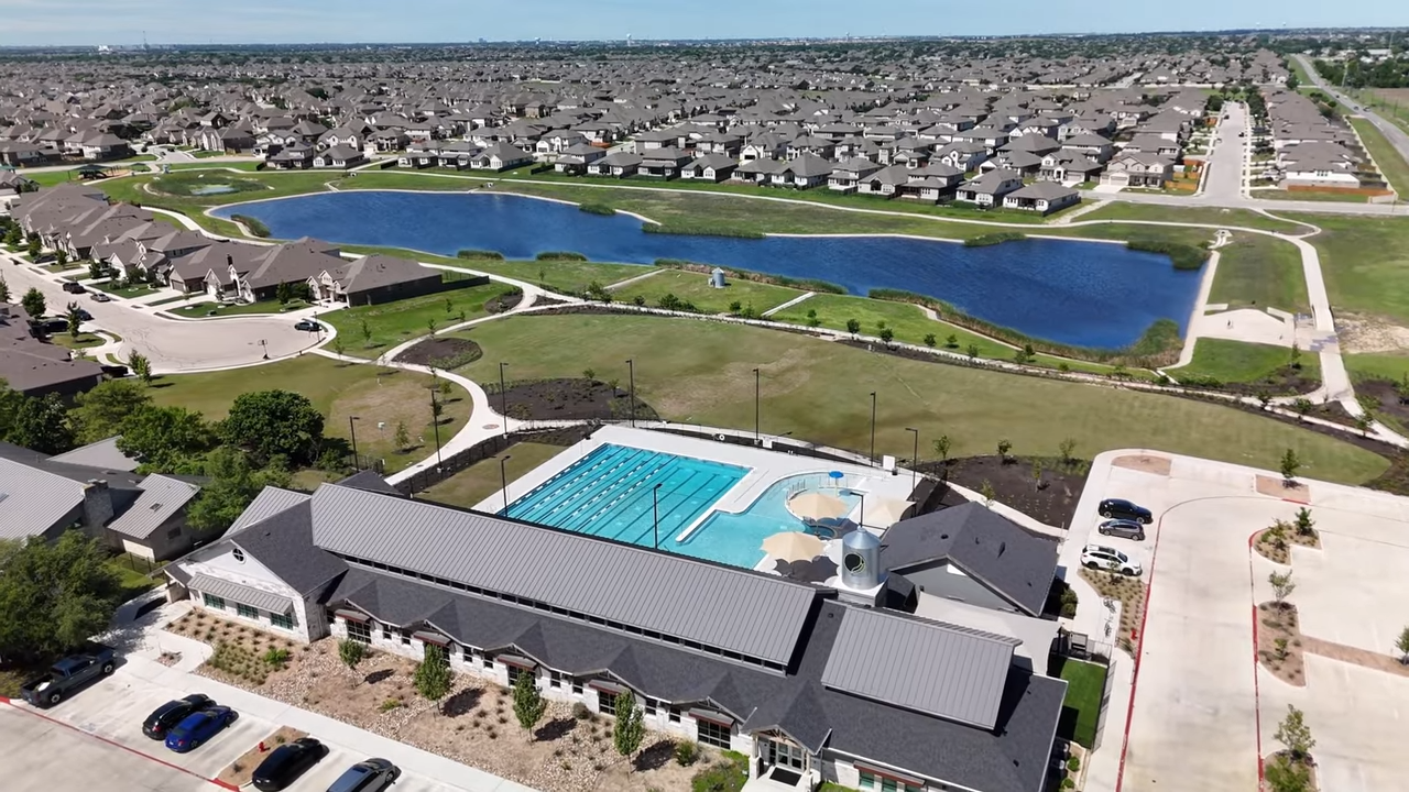 Aerial view of amenities at The Grove At Blackhawk in Pflugerville TC