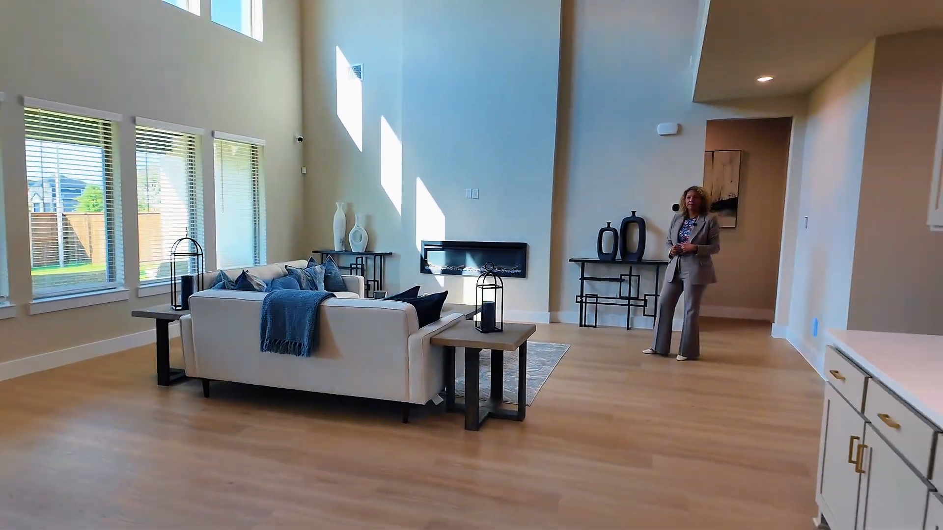 Wide living room of the new construction home in Forney TX