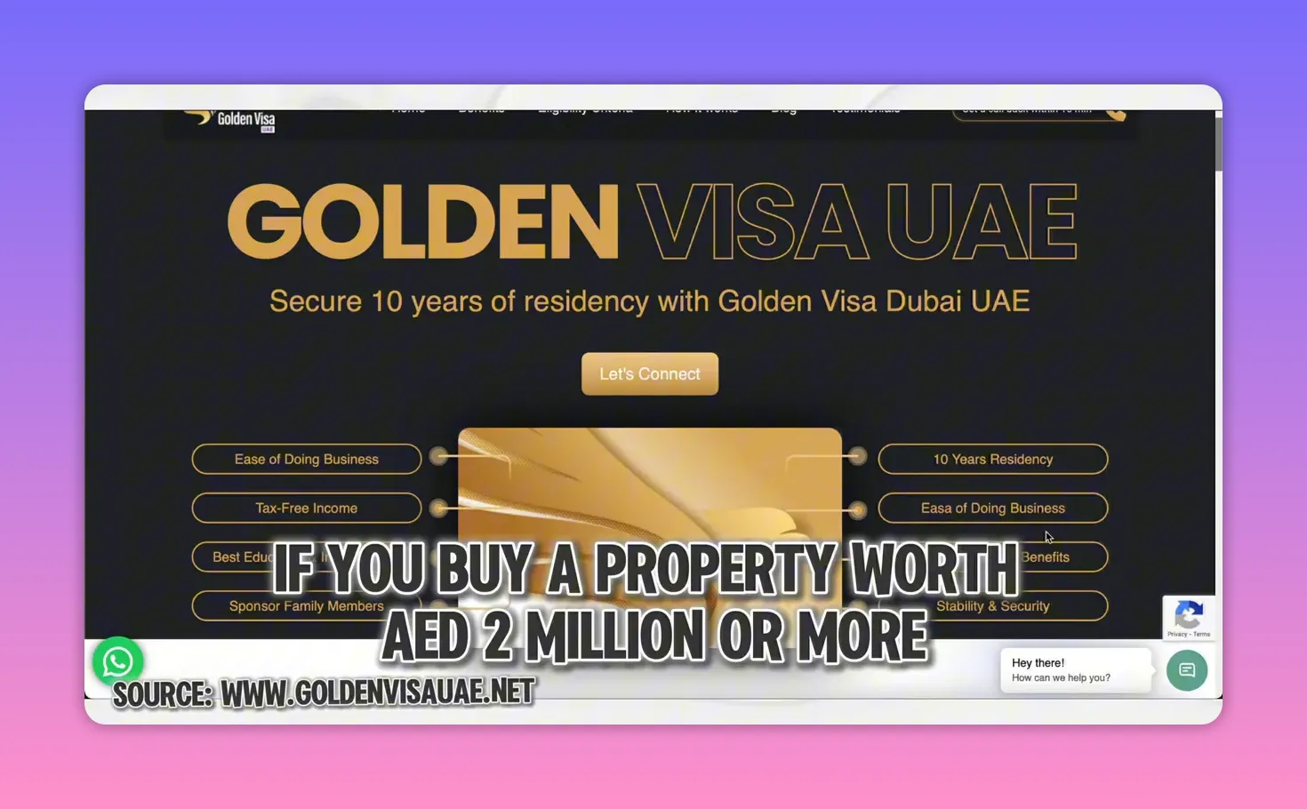 Golden Visa Dubai graphic for buyers of AED 2 million or more
