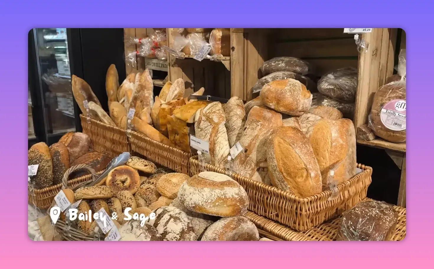 Artisan bread and pastries displayed at Bayley & Sage in Marylebone