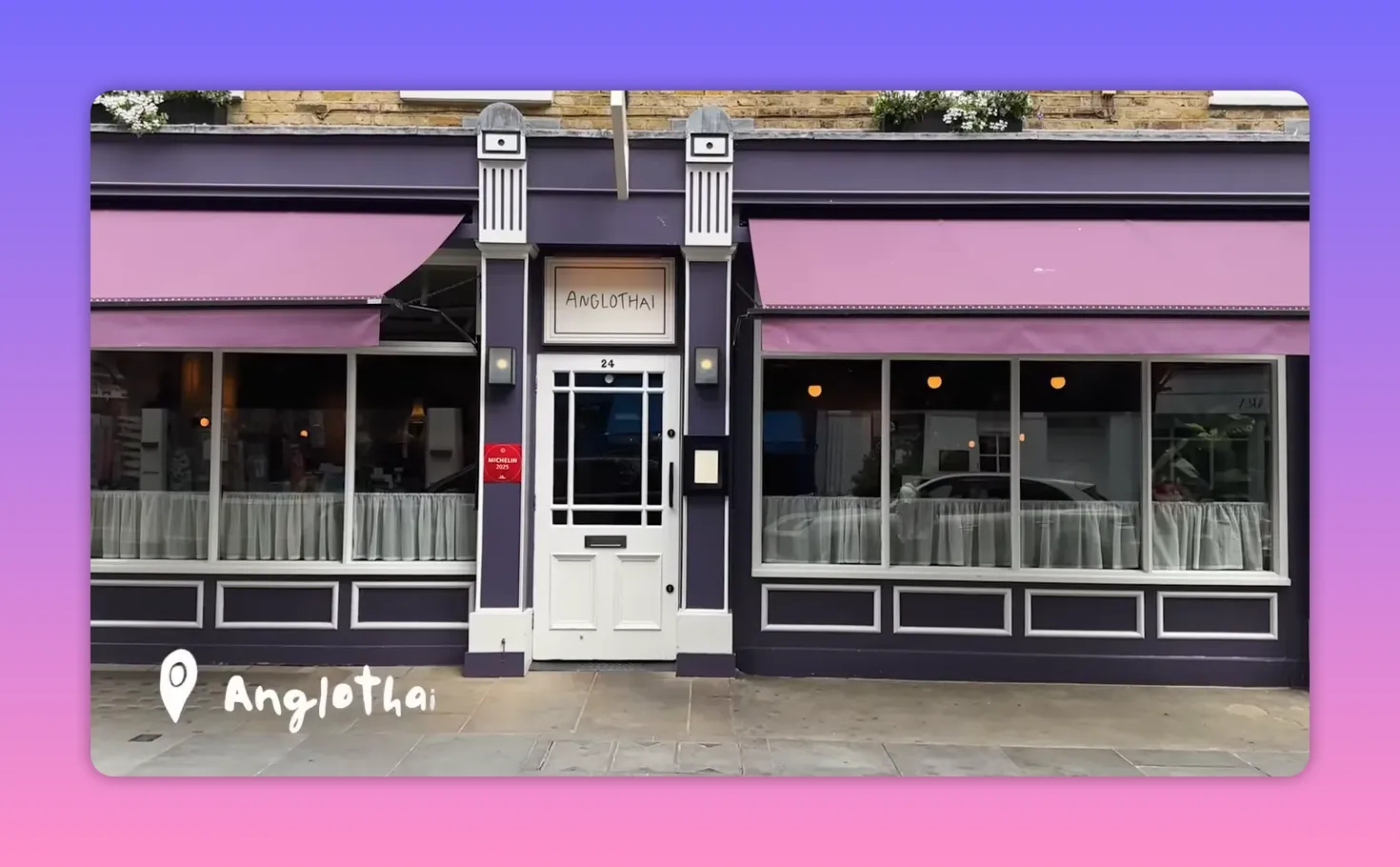 AngloThai restaurant exterior in Marylebone with Michelin 2025 window sign