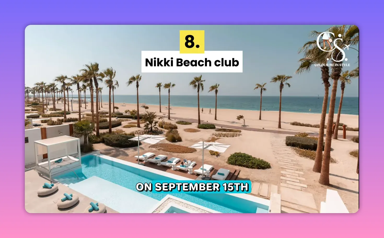 Nikki Beach club pool area with sun loungers and beachfront view