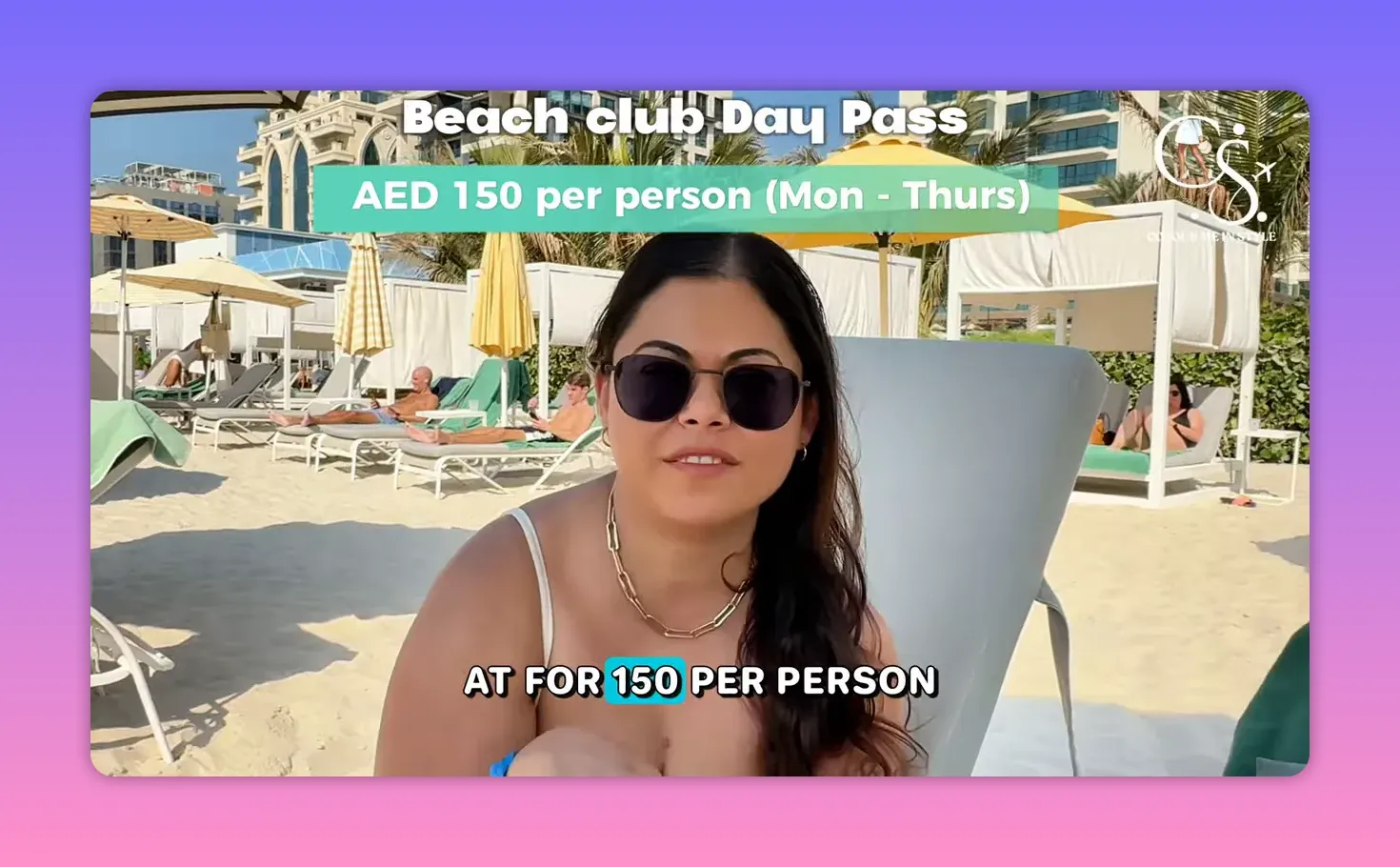 Bal Harbour day pass pricing AED 150 per person Monday to Thursday at Palm Jumeirah