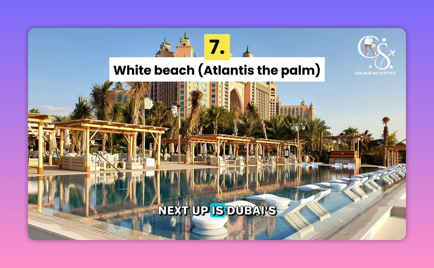 White Beach at Atlantis The Palm beach club pool loungers and waterfront view