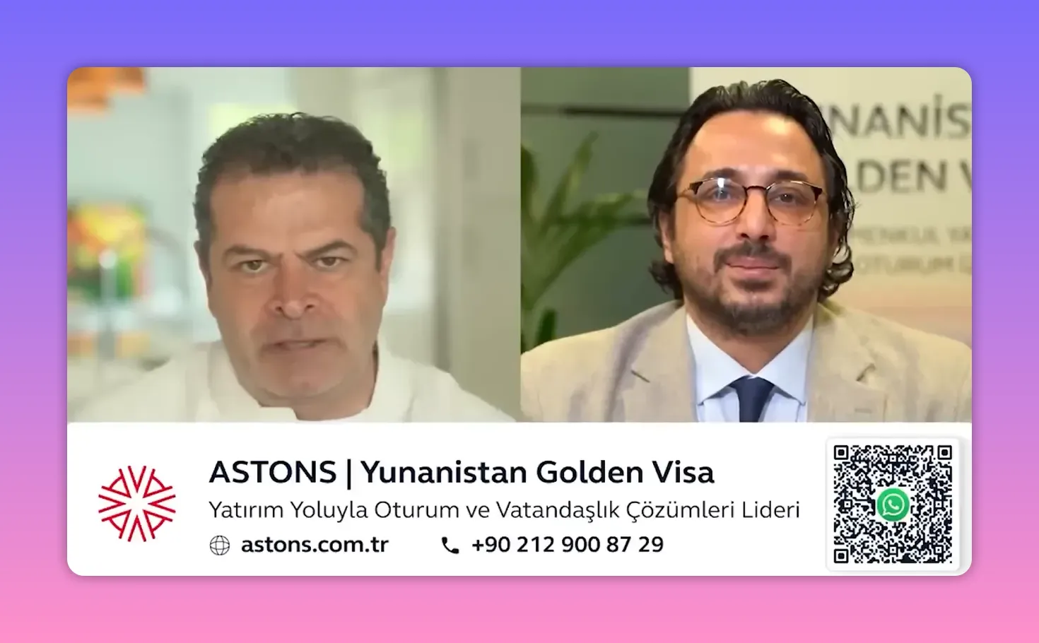 Yunanistan Golden Visa hakkında uzmanların bulunduğu video ekran g&ouml;r&uuml;nt&uuml;s&uuml;