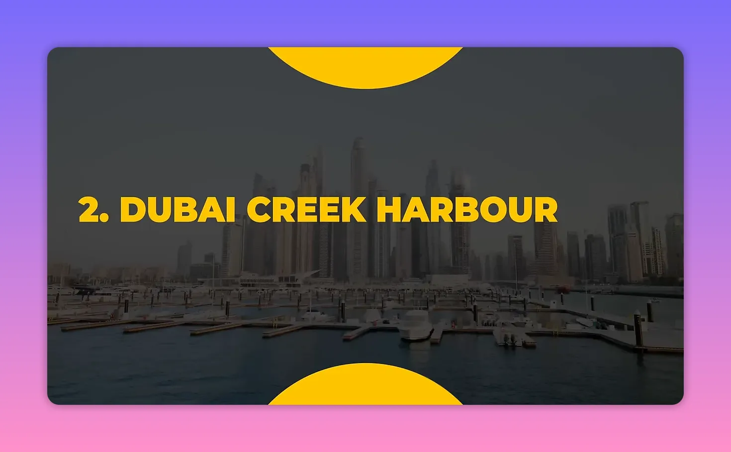 Dubai Creek Harbour skyline with waterfront marina view