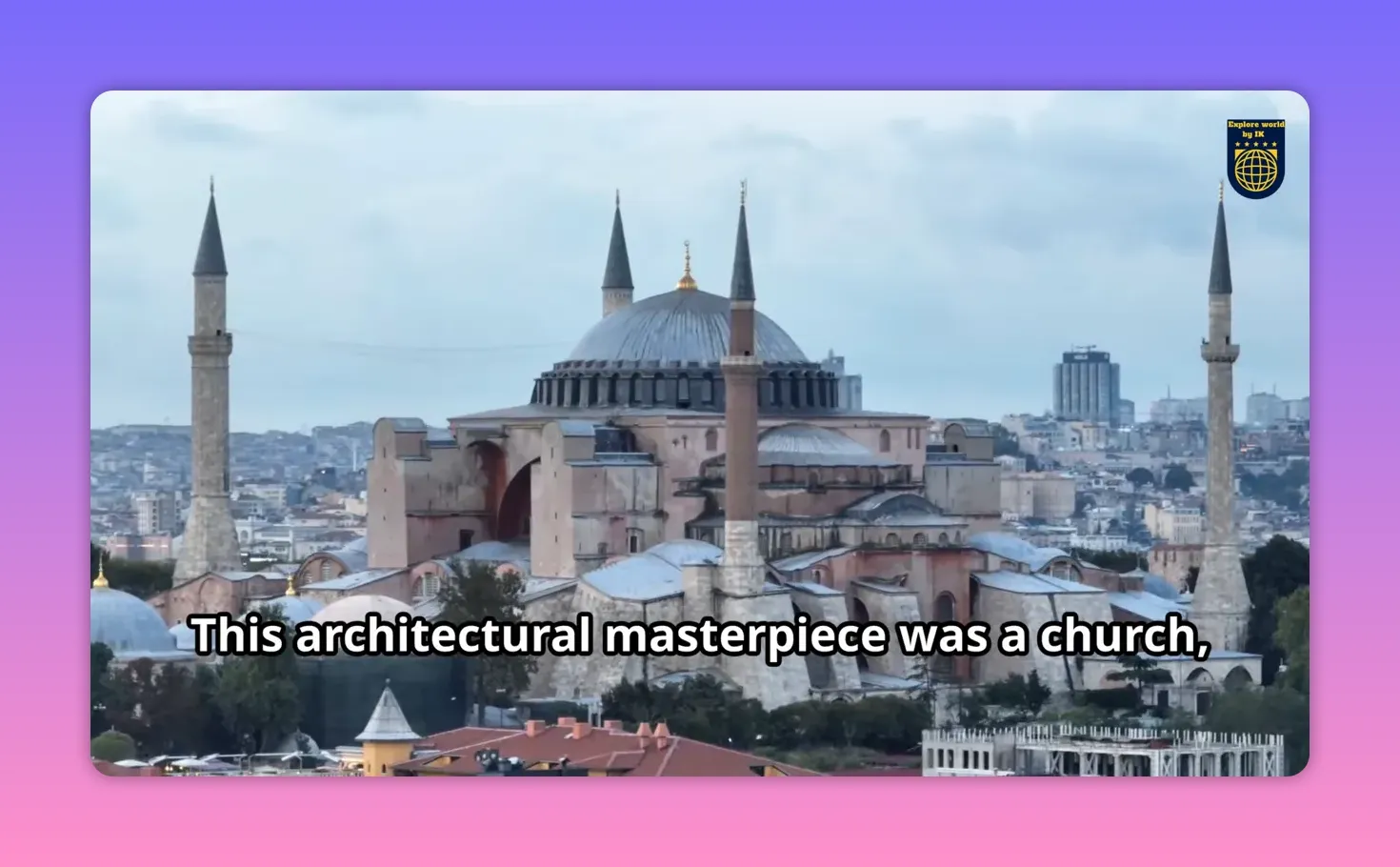 Exterior view of Hagia Sophia showing the central dome and surrounding minarets.