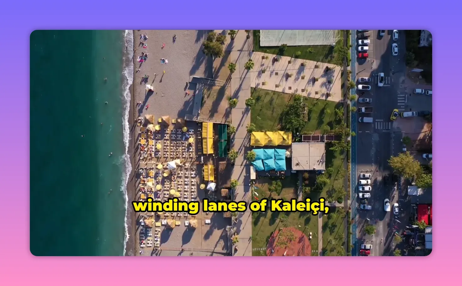 Aerial view of Antalya beachfront and surrounding lanes near Kalei&ccedil;i