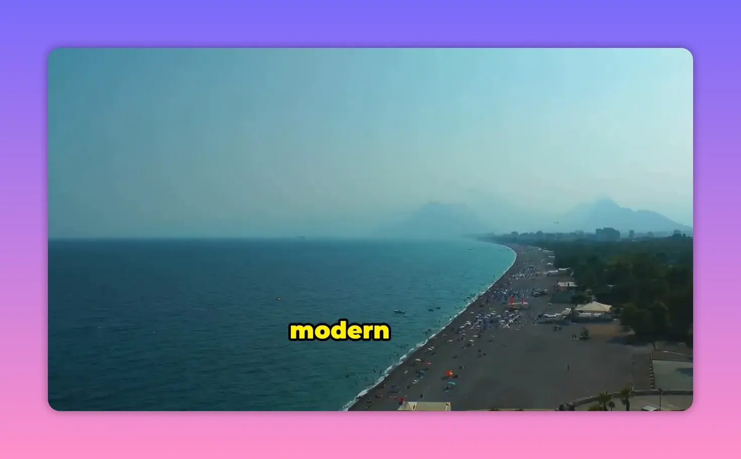Aerial view of modern Antalya beachfront with sea and shoreline