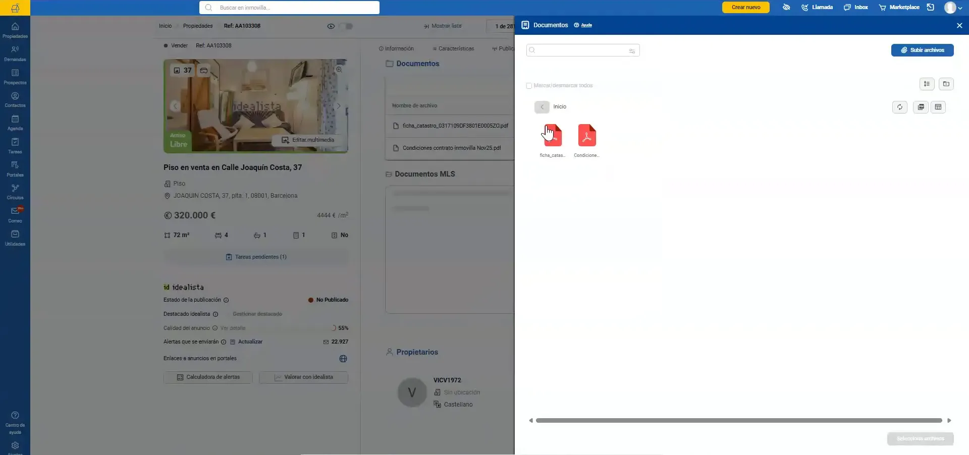 Documents panel with two files shown as icons