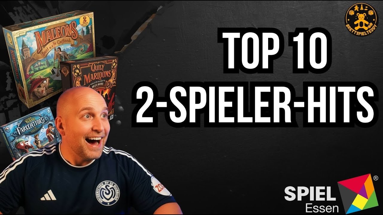 Vorschaubild zur Top-10-Liste der besten Zwei-Spieler-Spiele von der SPIEL Essen mit mehreren Spieleschachteln
