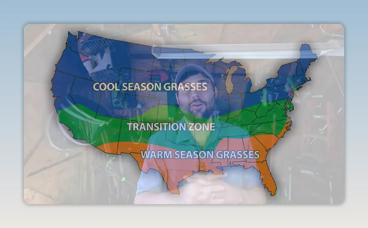 Map of the United States showing cool season, transition zone, and warm season grass regions relevant to Norwich CT lawns