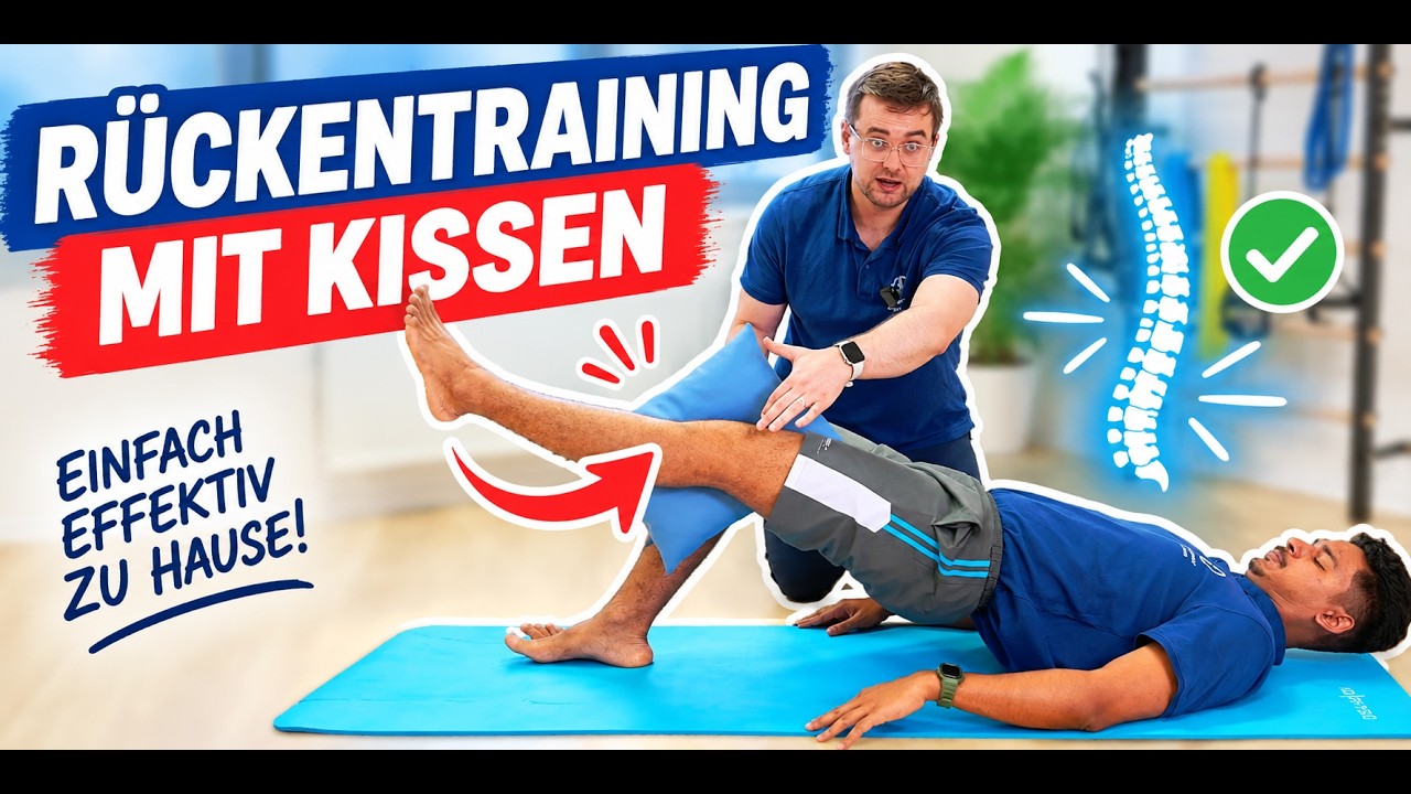 video thumbnail for 'Rückenschmerzen lindern: 4 Kissen-Übungen direkt im Bett für Muskelaufbau'