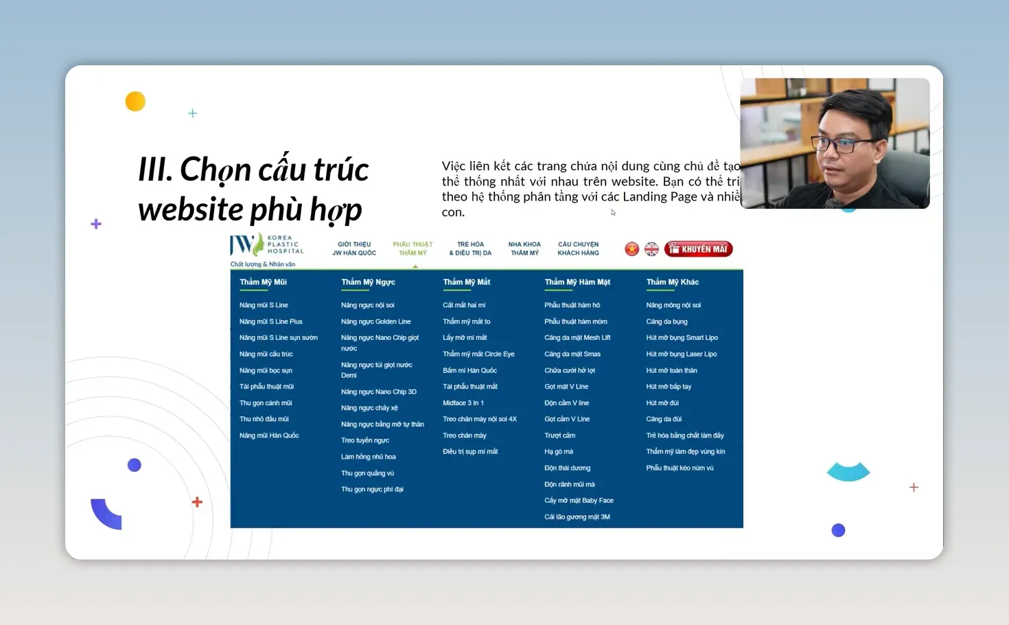 Bảng phân nhóm danh mục và từ khóa theo cấu trúc website