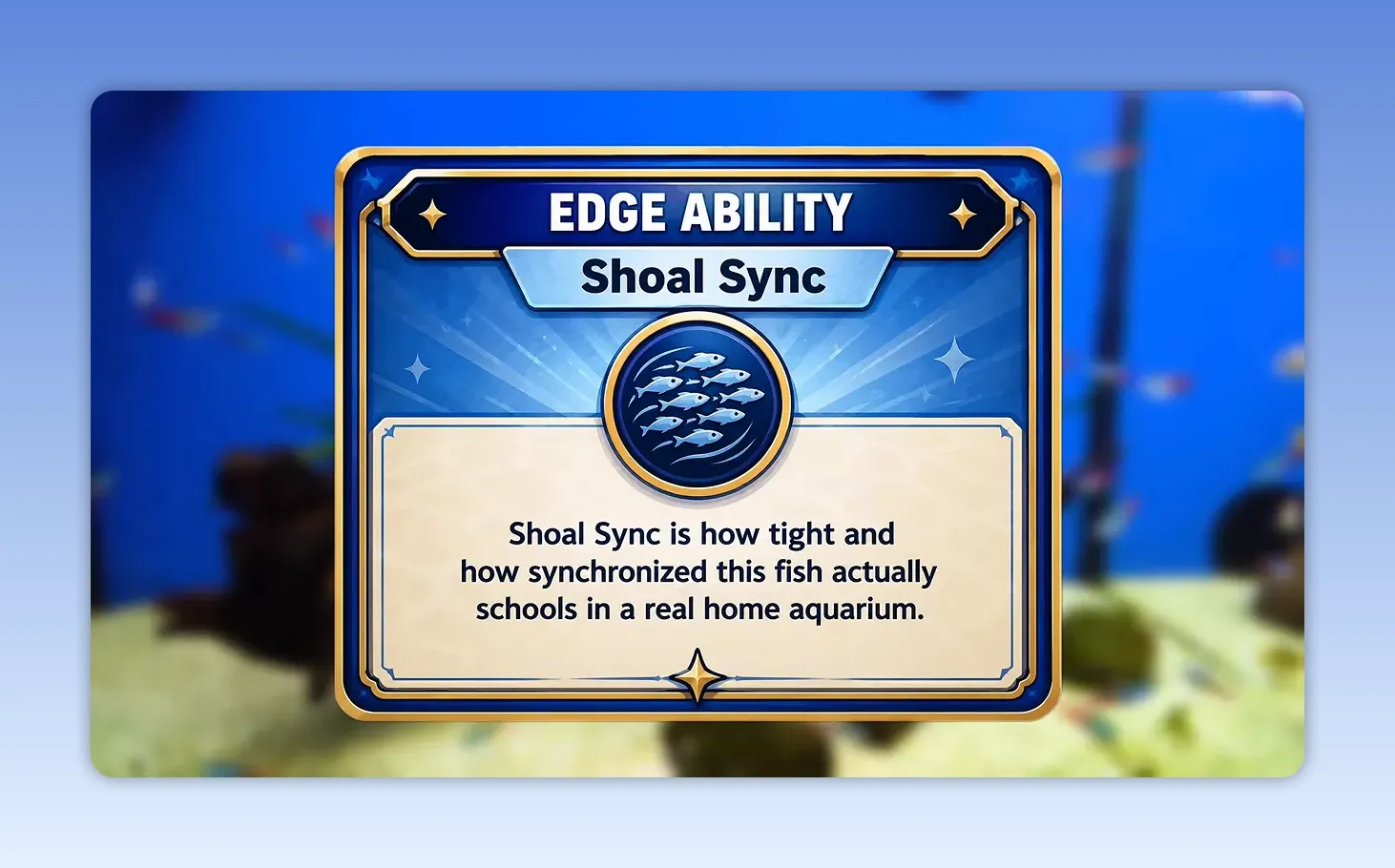 Blue card labelled Edge Ability Shoal Sync with a definition of coordinated schooling