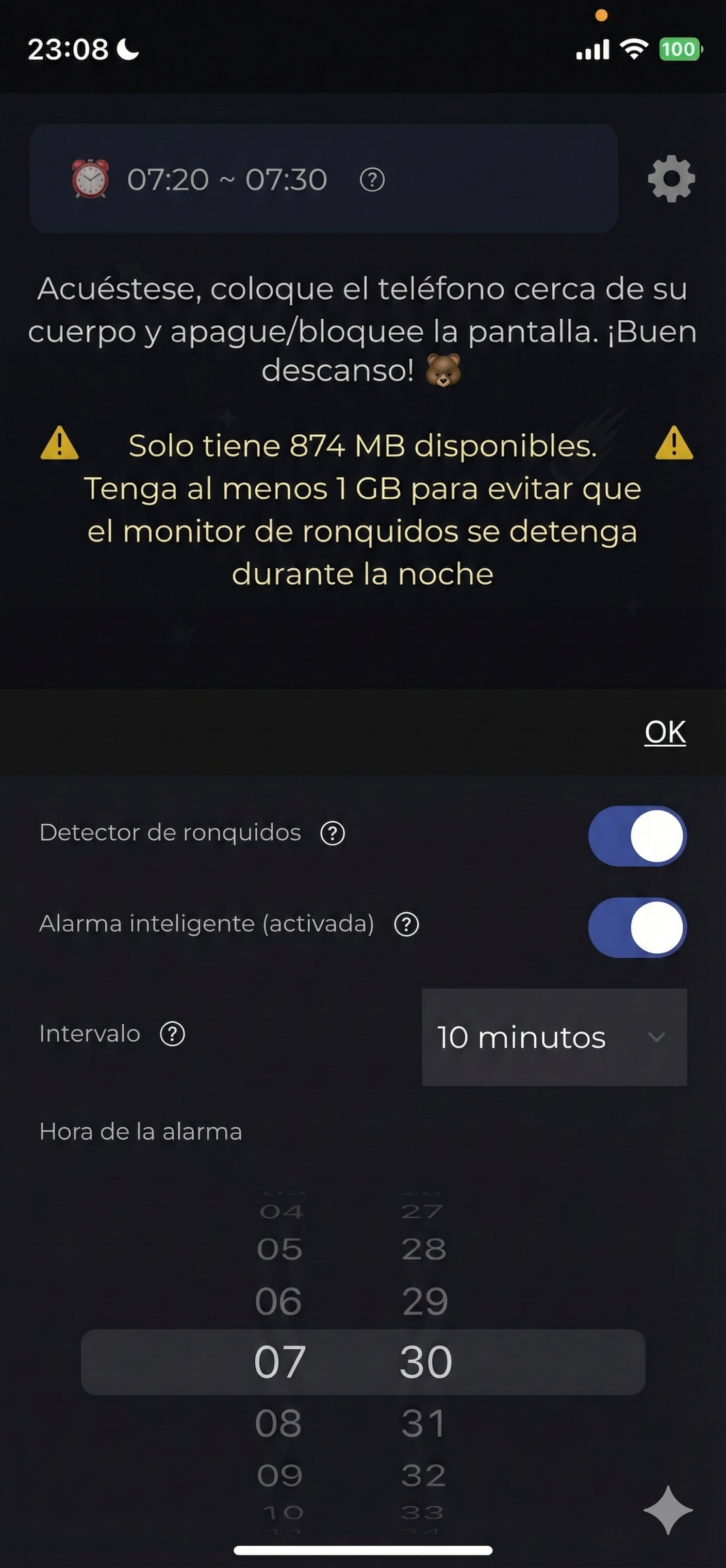 imagen del monitor de ronquido activo